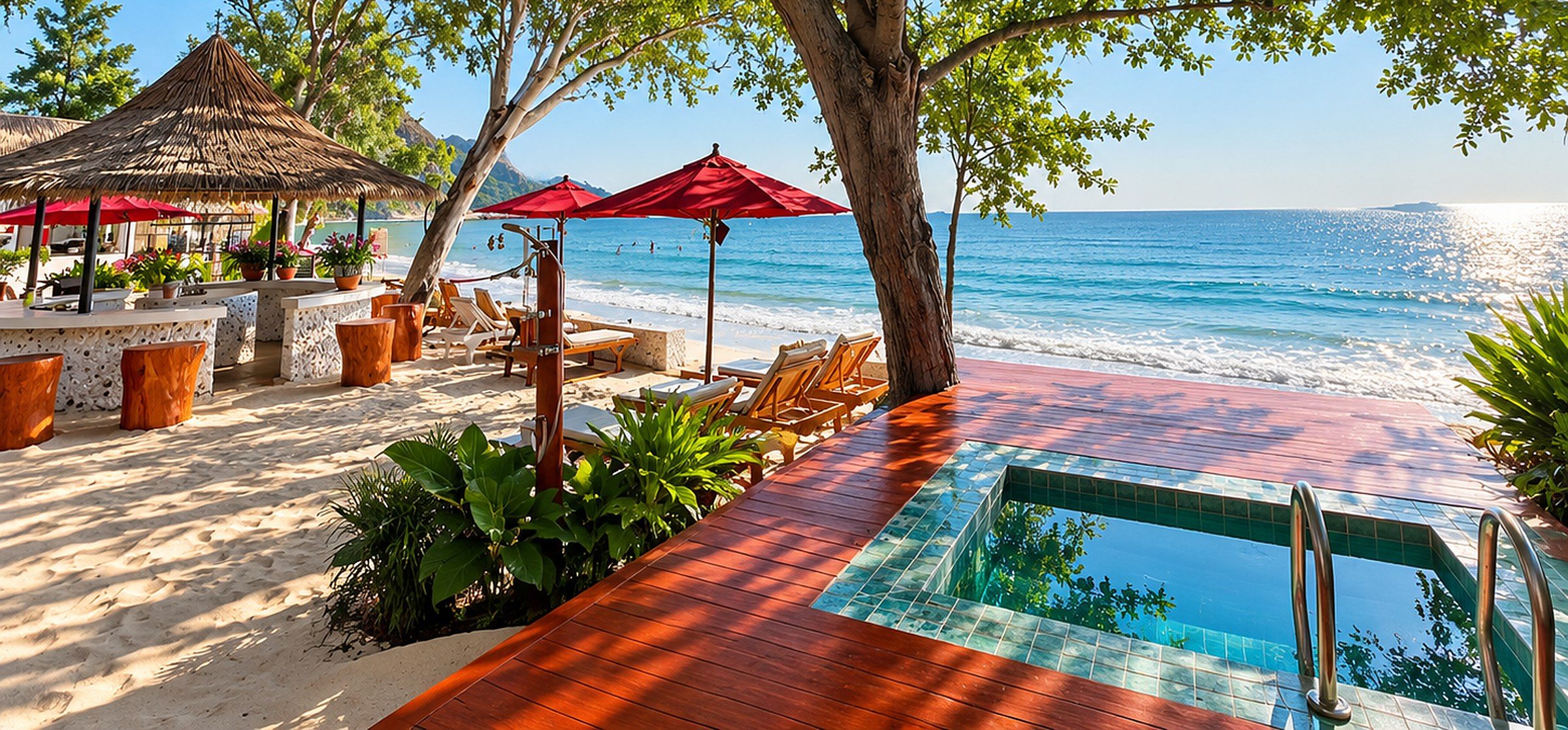 Sea view under the trees at Khao Takiab